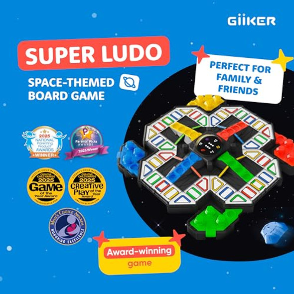 Giiker Super Ludo Board Games, Kids Games For 2-4 Players, Family Party Games For Kids And Adults,Toys For Ages 6 And Up, Birthdays For Boys And Girls