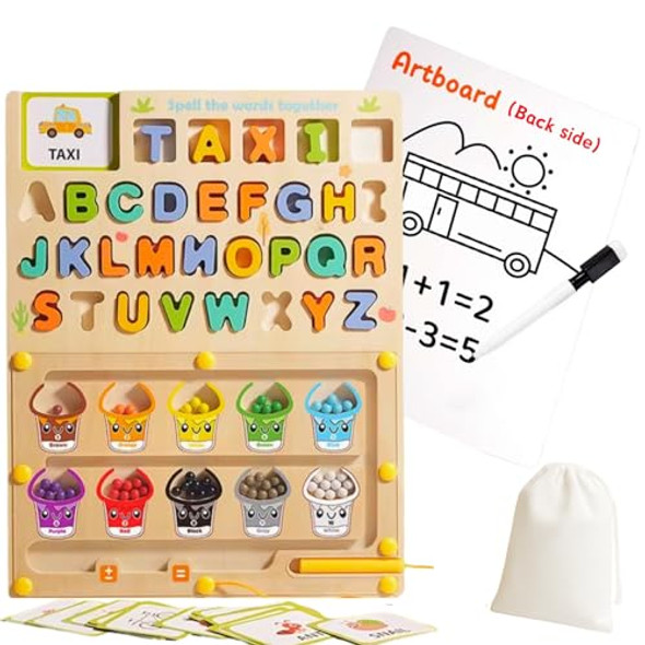Globe Trends Wooden Puzzle Board For Kids Montessori Educational Toys Toddlers Preschool Learning Activities 3 4 5 6 Year Old Girls Boys Birthday S Travel Toys For 3+ And Alphabet Magnetic Maze Ages 3-5