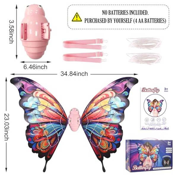 Goldge D Led Electric Fairy Wings For Girls - Moving Butterfly Wings With Lights And Music - Toy For Halloween, Valentine, Birthday, Christmas, Party Costume, Princess Cosplay And Dress-Up Goldge D Led Electric Fairy Wings For Girls - Moving Butterfly Wings With Lights And Music - Toy For Halloween, Valentine, Birthday, Christmas, Party Costume, Princess Cosplay And Dress-Up
