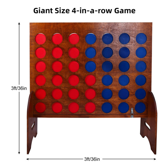 Gothink 3 Foot Giant Wooden 4 In A Row Game With Carrying Bag, Connect The 4 Discs Of Same Colour In A Row Game For Outdoor School Field Day