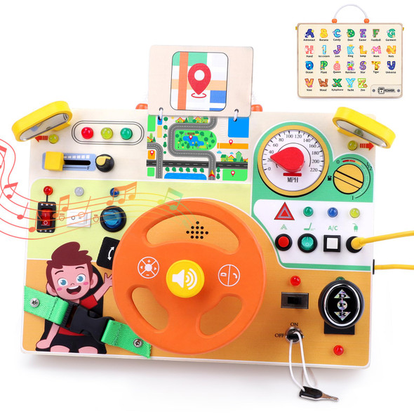 Grarain 23 In 1 Busy Board Montessori Toys For 1-3 Year Old Wooden Learning Educational Toy For Toddlers With 15 Switches, 26 Led Lights, Music Boxes, Locks,Zippers Toddler Sensory Toys For Soothing A Baby Grarain 23 In 1 Busy Board Montessori Toys For 1-3 Year Old Wooden Learning Educational Toy For Toddlers With 15 Switches, 26 Led Lights, Music Boxes, Locks,Zippers Toddler Sensory Toys For Soothing A Baby
