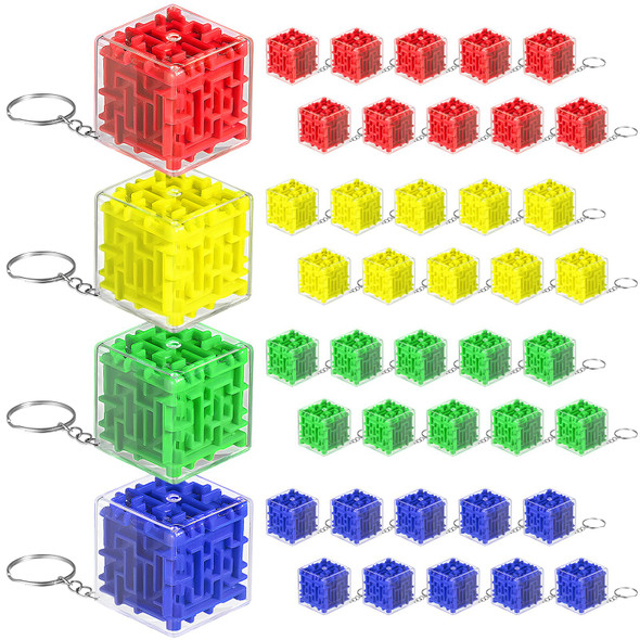 Halloscume 50 Pcs Maze Puzzle Toy 3D Cube Box Mini Maze Christmas Puzzles Game For Adults Birthday Party Favors Stocking Stuffers For Kids