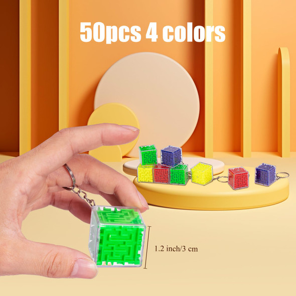 Halloscume 50 Pcs Maze Puzzle Toy 3D Cube Box Mini Maze Christmas Puzzles Game For Adults Birthday Party Favors Stocking Stuffers For Kids