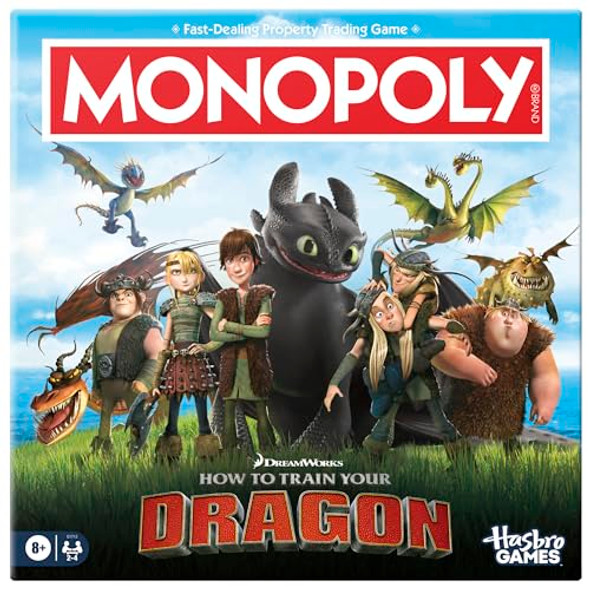 Hasbro Gaming Monopoly Dreamworks How To Train Your Dragon Edition Board Game Ages 8+ 2 To 4 Players 45 Mins. Fun Family Games For Kids, Teens & Adults ( Exclusive)