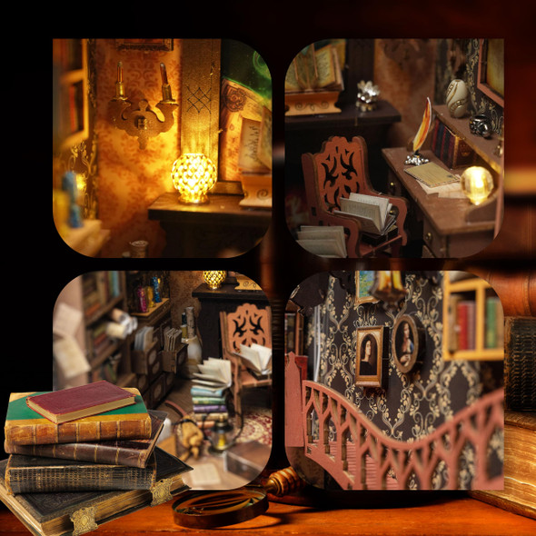 Insgen Book Nook Kit Diy Miniature Dollhouse Building Set For Adults, Magical 3D Puzzle Library Decor, Booknook Dollhouse Kit (Tszh227-Magic Library)