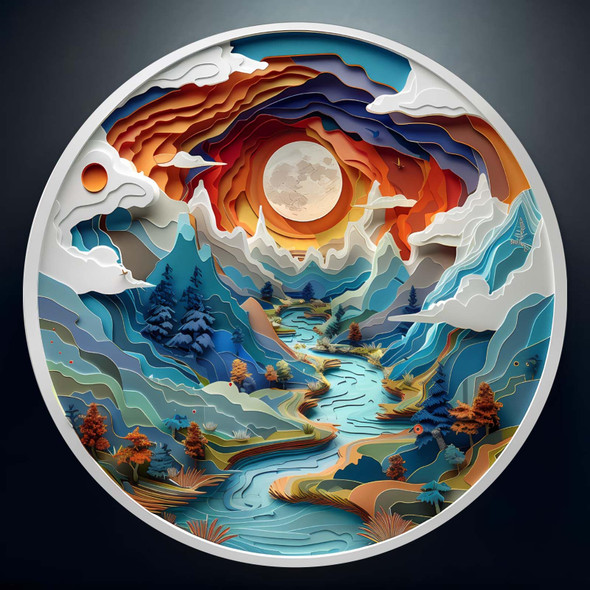 Jigfoxy Wooden Puzzle For Adults, 3D Visual Full Sun In The Mountains Wooden Jigsaw Puzzles For Adult, Unique Animal Shape Wood Cut Puzzles, For Friends Family (L-13.4 13.4In-300Pcs)