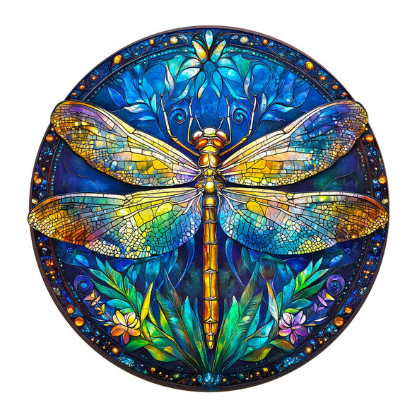 Jigfoxy Wooden Puzzles For Adults, Retro Dragonfly Wood Puzzles Adult, Unique Animal Shape Wooden Jigsaw Puzzles For Adults, Birthday S For Puzzle Lovers Family Friend (L-13.4 13.4In-295Pcs)