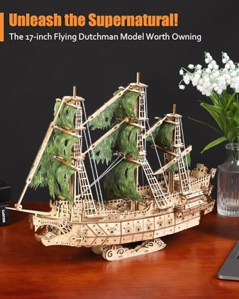 Jigtoy Flying Dutchman 3D Wooden Puzzles For Adults Pirate Ship Model Kit To Build - Phantom Pirate Bay, Ideal For Holiday Or Birthday S Jigtoy Flying Dutchman 3D Wooden Puzzles For Adults Pirate Ship Model Kit To Build - Phantom Pirate Bay, Ideal For Holiday Or Birthday S
