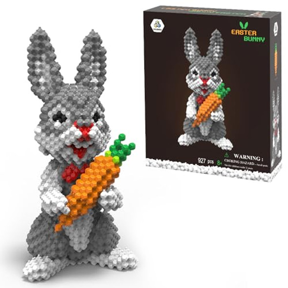 Kadele Easter Bunny Building Animal Sets, Extremely Challenging Stem Building Blocks Decor For Adults Kids, Micro 3D Educational Toys For Boys Girls Ages 8 And Up (927 Pieces)