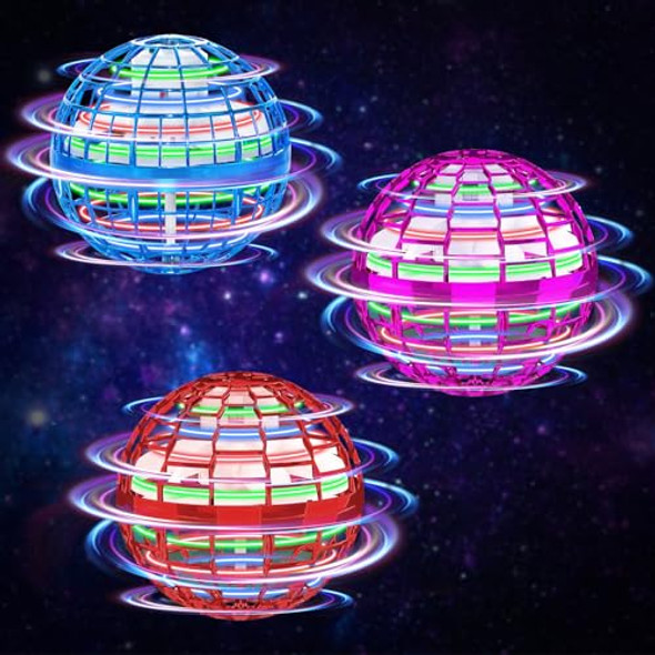 Kiytarboo 3Pcs Flying Orb Ball Toys, Ball Hand Controlled Mini Drone Magic Hover Globe Boomerang Fidget Spinner Birthday Ideas Cool Boys Girls Kids For 6 7 8 9 10+ Year Old Indoor Outdoor Toys