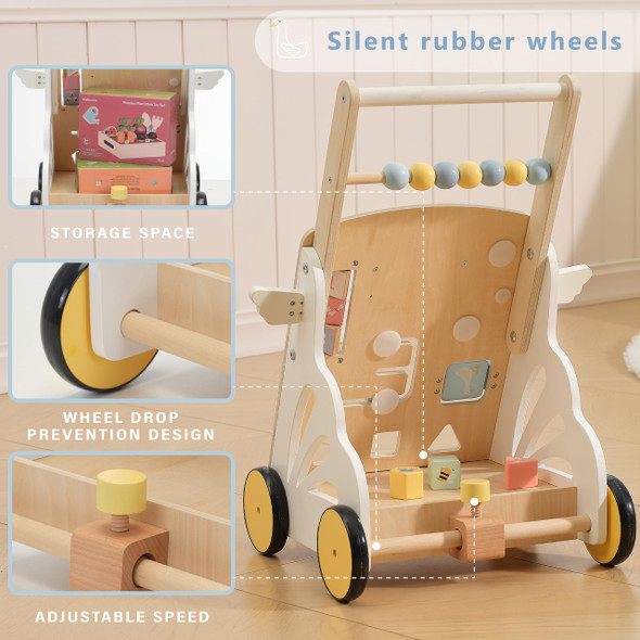 Kizknows Wooden Baby Push Walker, 6-In-1 Montessori Activity Center For Toddlers, Adjustable Speed Dinosaur Walker With Brake & Shape Sorter, Natural Solid Wood Learning Toy For Boys Girls 12M+ Kizknows Wooden Baby Push Walker, 6-In-1 Montessori Activity Center For Toddlers, Adjustable Speed Dinosaur Walker With Brake & Shape Sorter, Natural Solid Wood Learning Toy For Boys Girls 12M+