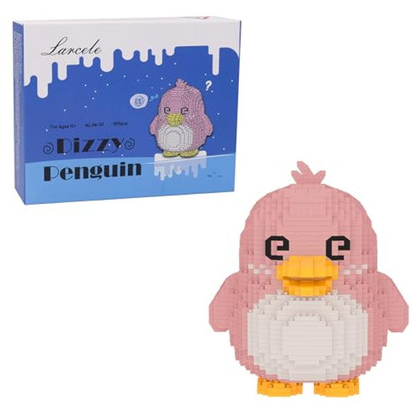 Larcele Micro Building Blocks Animal Set, Diy Mini 3D Building Toy Bricks,1519 Pieces Kljm-07 (Dizzy Penguin)