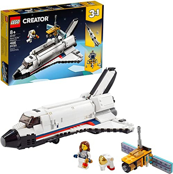 Lego Creator 3In1 Space Shuttle Adventure 31117 Building Kit Cool Toys For Kids Who Love Rockets And Creative Fun (486 Pieces)