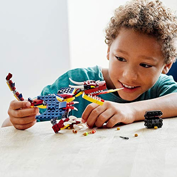 Lego Creator 3In1 Fire Dragon 31102 Building Kit, Cool Buildable Toy For Kids (234 Pieces)
