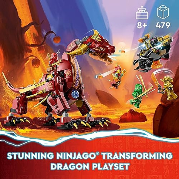Lego Ninjago Heatwave Transforming Lava Dragon 71793 Building Toy Set, Features A Ninja Dragon, A Hovercraft Vehicle And 5 Minifigures, Lava Dragon Toy For Kids Ages 8+ Who Love Ninja Adventures