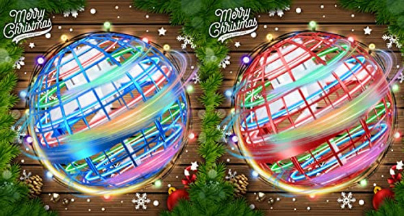 M&Hong 2 Pack Flying Orb Ball Toy Flying Space Orb Magic Flying Ball Toy,360° Rotating Hover Ball Cool Toy,Flying Spinner Toys Space Boomerang Ball With Led Lights Kids Adult Christmas Birthday