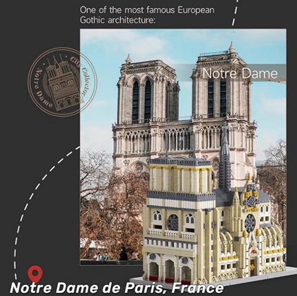 Mantfuty Micro Mini Notre Dame De Paris Cathedral Building Blocks Set Famous World Architecture Building Kit Bricks Toys S For Kids And Adults(2908Pcs)