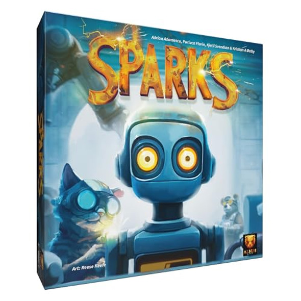Matagot Sparks Board Game - Built A Robot Factory In A Dice Drafting Strategy Game For Kids & Adults, Ages 12+, 1-4 Players, 45 Minute Playtime, Made By Surfin' Meeple