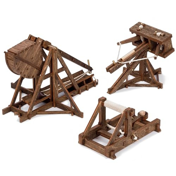 Medieval Kits Basic Siege Bundle: Trebuchet, Catapult, And Ballista 3D Wooden Puzzle
