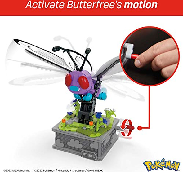 Mega Brands Mega Pokémon Building Toys Set, Motion Butter With 605 Pieces, 7 Inches Tall, Moving Wings, Kids Or Adult Collectible