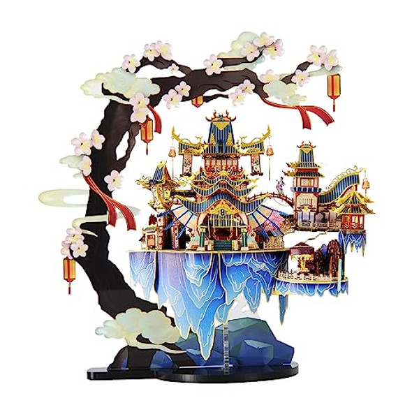 Microworld 3D Metal Puzzle, Peach Blossom Source Architecture Metal Model Kits, Diy Brain Teaser Challenge 3D Puzzles For Adults, Art Craft Buliding Home Decor