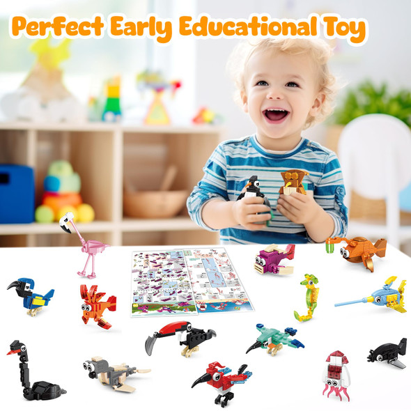 Moontoy 24 Pack Party Favors For Kids, 3-In-1 Mini Animals Building Blocks Sets For Easter, Birthday, Goodie Bag Stuffers, Classroom Prizes For Boys Girls Ages 3-12