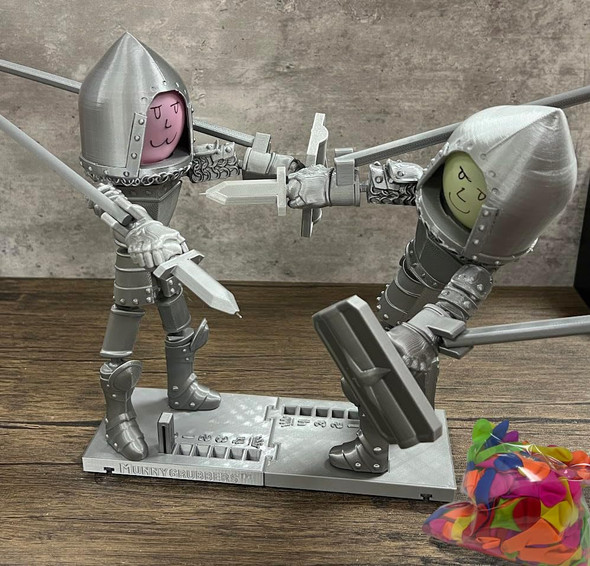 Munnygrubbers - Balloon Knight Warrior Fighting Game - (Includes 500 Balloons, Score Tracker & Suction Cups For Stability) - Fencing Puppets Balloon - Large Man Puppet Battle Board Game Munnygrubbers - Balloon Knight Warrior Fighting Game - (Includes 500 Balloons, Score Tracker & Suction Cups For Stability) - Fencing Puppets Balloon - Large Man Puppet Battle Board Game