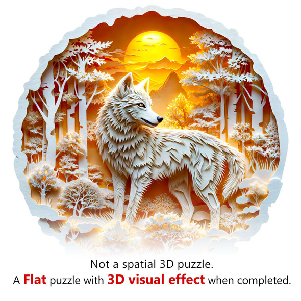 Nabyshop Wooden Puzzles For Adults, 300 Pieces Wolf Flat Puzzles With 3D Visual Effect, Wood Adult Puzzles, Birthday S For Women Men (L-13.4 13.3In)
