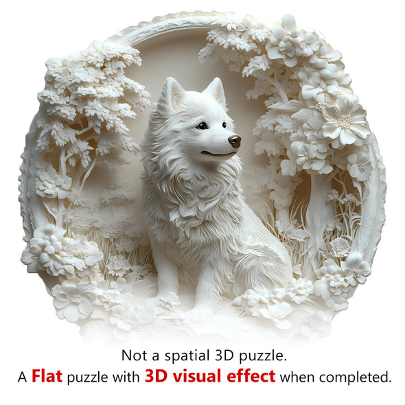 Nabyshop Wooden Puzzles For Adults, Wooden Samoyed Puzzles With 3D Visual Effect, Birthday Christmas Puzzle S For Women Men, Wood Adult Puzzles (L-13.4 13.3In 295Pcs)