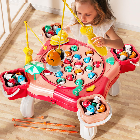 Niplooow Magnetic Fishing Game Toys, Rotating Board Game With Music Including 48 Fishes And 8 Fishing Poles, Party Game Toys For Kids Age 4 5 6 7 8 And Up Niplooow Magnetic Fishing Game Toys, Rotating Board Game With Music Including 48 Fishes And 8 Fishing Poles, Party Game Toys For Kids Age 4 5 6 7 8 And Up