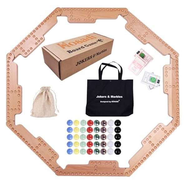 Nosadi Jokers And Marbles Board Game,Real Beech Wooden Marble Game For 2-8 Player,Best Family Board Game For Game Nights,Holidays And Casual Social Gatherings
