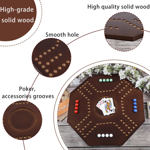 Nrzssn Middle East Marbles And Jokers Board Game Solid Wood Marbles And Card Game For 2-4 Players Game Board Wooden Integrated (Walnut Color)