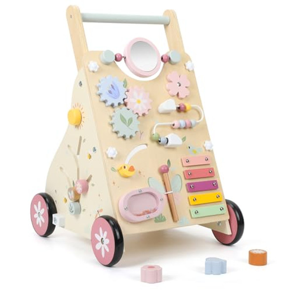 Pithfor Wooden Baby Walker, Baby Push Walker, Push Walker Toys For Babies Learning To Walk & Sit-To-Stand, With Montessori Sensory Toy & Activity Center For Girls Boys Pithfor Wooden Baby Walker, Baby Push Walker, Push Walker Toys For Babies Learning To Walk & Sit-To-Stand, With Montessori Sensory Toy & Activity Center For Girls Boys