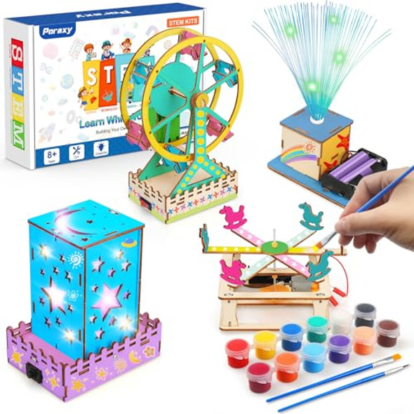 Poraxy 4 In 1 Stem Kits For Kids Ages 5-7 8-10 8-12,3D Wooden Puzzles, Science Project Model Craft Building Engineering Kit,Stem Toys For Ages 8-13,Birthday S For Girls 6 7 8 9 10 11 12 Year Old Poraxy 4 In 1 Stem Kits For Kids Ages 5-7 8-10 8-12,3D Wooden Puzzles, Science Project Model Craft Building Engineering Kit,Stem Toys For Ages 8-13,Birthday S For Girls 6 7 8 9 10 11 12 Year Old