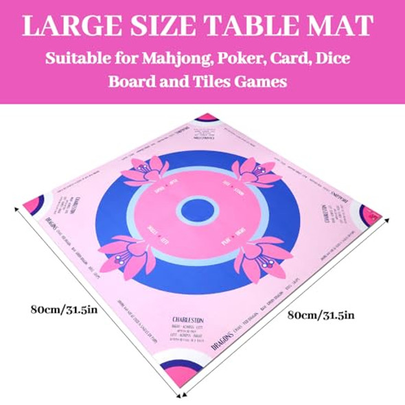 Ptazucv Mahjong Mat,Mah Jongg Mat With Guide Suitable For Beginners,Noise Reduction Non-Slip Mahjong Mat For Table,Suit For Mahjong, Card Games, Board Games, Tile Game, And Dominoes（31.5"X31.5"）