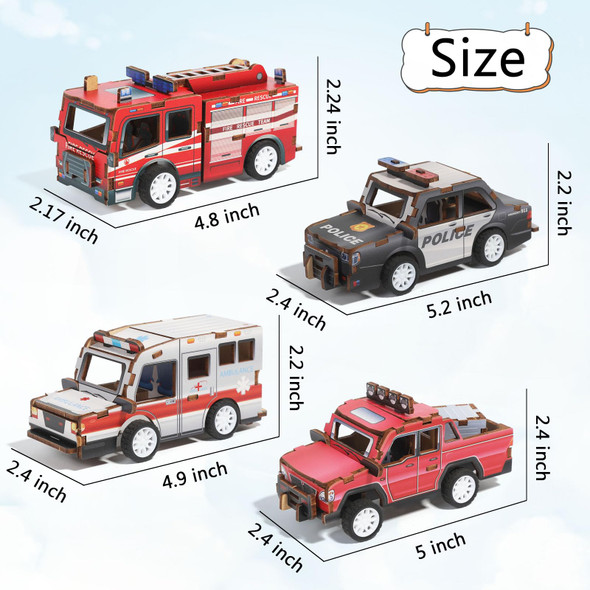 Pyingtoon 8 Pack 3D Wooden Puzzle Stem Model Car Kits, Science Kits For Young Engineer, 3D Puzzles For Kids Ages 4-12, Educational Wooden Craft S For Boys & Girls