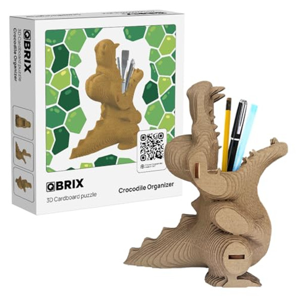 Qbrix Crocodile Organizer 3D Puzzles For Adults, 3D Model Kit For Teens, Diy Crafts For Home Decor, Original For Boys&Girls