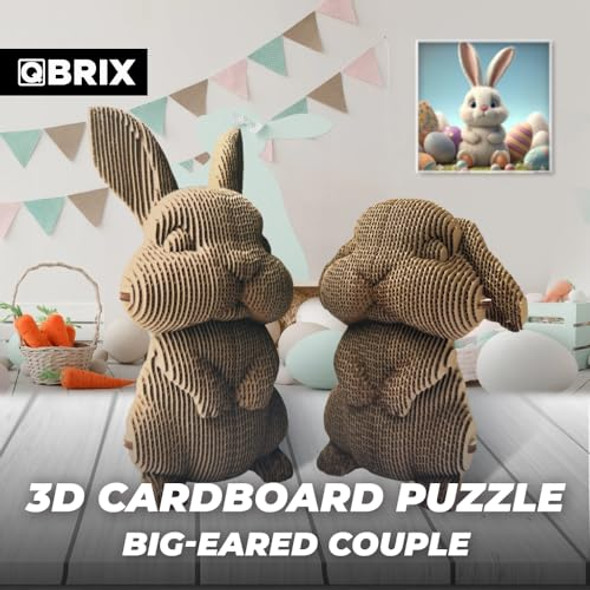 Qbrix Big-Eared Couple 3D Puzzles For Adults, 3D Model Kit For Teens, Diy Crafts For Home Decor, Original For Boys&Girls