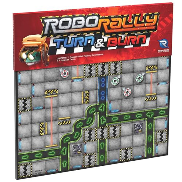 Renegade Game Studios: Robo Rally: Turn & Burn Expansion - Racing Board Game, Elements & Radiation Cards, Ages 12+, 2-6 Players, 45-90 Mins