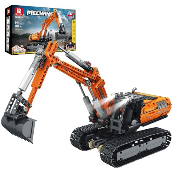 Reobrix Rc Excavator Building Set,App Remote Control Excavator Model With Motor,Truck Construction Toys For Boys 22003,Vehicle Building Blocks Engineering Toys For Kids 1106 Pcs