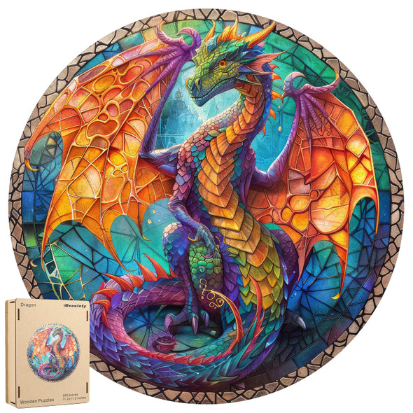 Reouinty Wooden Puzzle For Adults - 3D Vision Effect Dragon Puzzle 500 Pcs Unique Shape Advanced Wooden Jigsaw Puzzle Challenge Jigsaw Puzzle For Adults And Kids Family Game(16.5 X 16.5 In)
