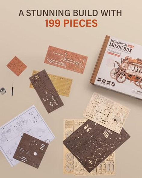 Robotime Stagecoach Wooden Music Box Puzzle Amka1, Valentines Day 3D Wooden Puzzles For Adults, Mechanical 3D Model To Build, Birthday Anniversary Day Hobby Stem Kits Robotime Stagecoach Wooden Music Box Puzzle Amka1, Valentines Day 3D Wooden Puzzles For Adults, Mechanical 3D Model To Build, Birthday Anniversary Day Hobby Stem Kits