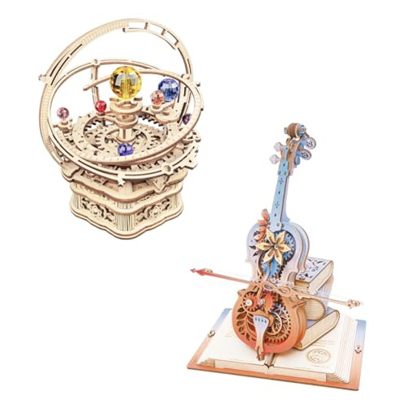 Rokr 3D Puzzles For Adults, Wooden Music Boxes-Cello+Music Box-Starry Night Rokr 3D Puzzles For Adults, Wooden Music Boxes-Cello+Music Box-Starry Night