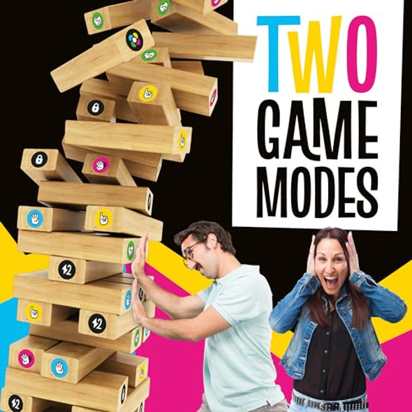 Ronda Tumble Tower Game - Wooden Family Board Game, Develops Motor, Mental, And Sensory Skills, Includes 48 Pieces, Stickers, And Dice