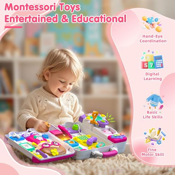 Ryota Baby Montessori Busy Board For 1-2 Year Old Boy Girl ,Musical Toddler Toys For 1+ Year Old,Early Educational Montessori Toy For Toddlers 1-3,Birthday S For 1+Year Old Girl