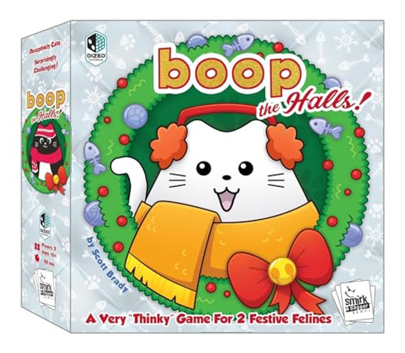 Smirk & Dagger Smirk & Dagger Boop The Halls Board Game Holiday Strategy Game For 2 Players, Ages 10+, 3D Gameboard, Painted Cat Meeples, Alternate Win Conditions, Fun & Challenging Abstract Game