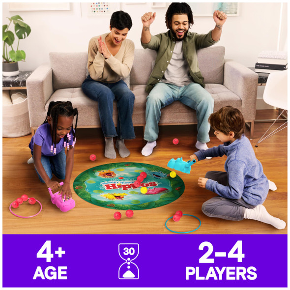 Spin Master Games, Hungry Hungry Hippos Giant Edition, Family Game For Indoor & Outdoor Play With Oversized Board, Preschool Activity, Screenless Activity For Kids, 2-4 Players, Ages 4 & Up