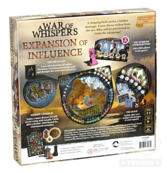 Starling Games A War Of Whispers: Expansion Of Influence – 5-Player Support & Factions, Strategic Board Game Expansion, Ages 14+, Dark Fantasy Wargame