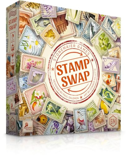 Stonemaier Games: Stamp Swap A Competitive Stamp Collecting Strategy Board Game For Adults And Family Curate The Most Beautiful And Well-Focused Stamp Collection 1-5 Players, 60 Mins, Ages 14+