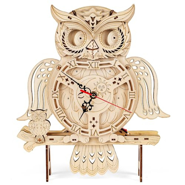 Synarry Wooden 3D Puzzles For Adults Model Kit Owl Clock - Mechanical Model Building Kit Diy Hobbies For Kids Teens Men Women 126Pcs Puzzle Craft Home Decor For Family Birthday /Christmas Day Synarry Wooden 3D Puzzles For Adults Model Kit Owl Clock - Mechanical Model Building Kit Diy Hobbies For Kids Teens Men Women 126Pcs Puzzle Craft Home Decor For Family Birthday /Christmas Day